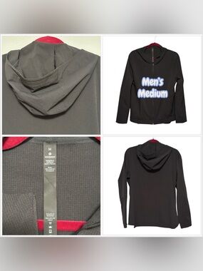 Lululemon Men's Medium Black Zip Hoodie Jacket Technical Full Zip Stretch EUC